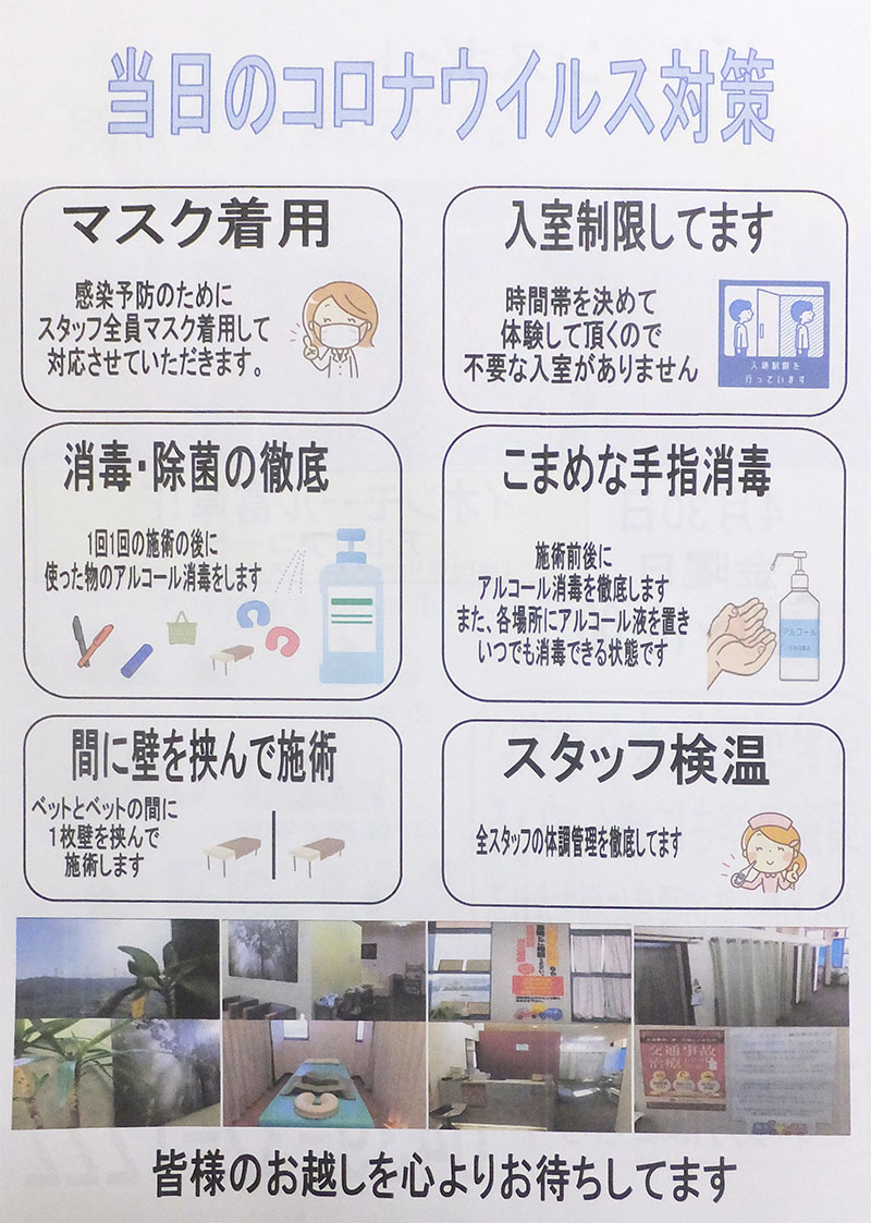 当日のコロナウイルス対策